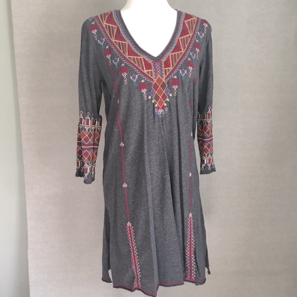 Johnny Was Women's Gray Embroidered Marjan Tunic Dress, New With Tags Size S